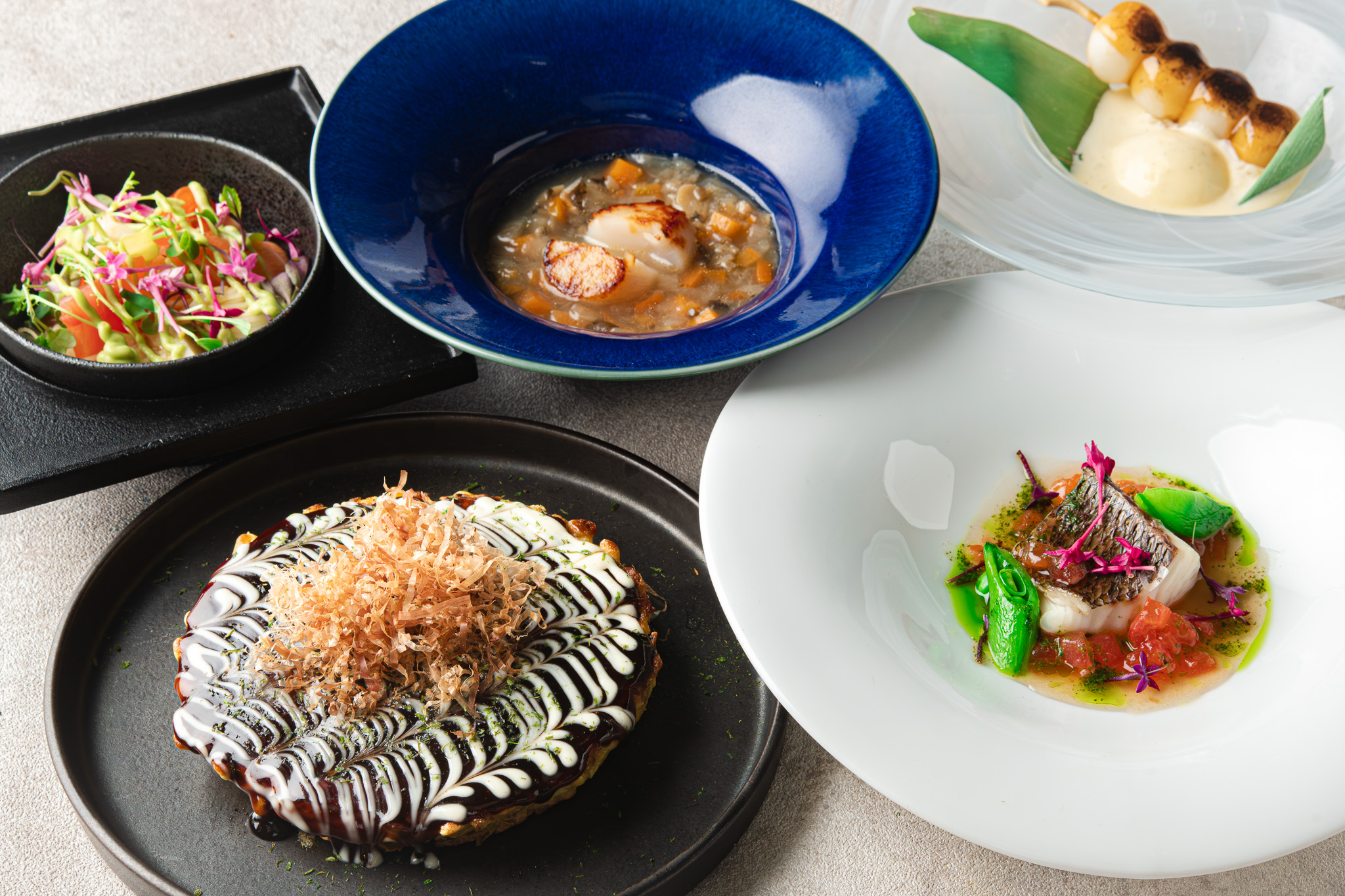 浪花、彩蔬、匠心，
三種個性鮮明的午間套餐